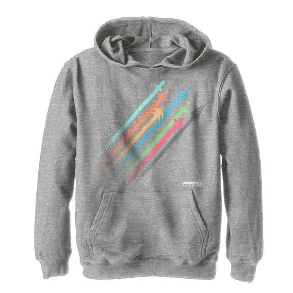 Boy's Star Wars Resistance Rainbow Ship Streaks  Pull Over Hoodie Athletic Heather Small