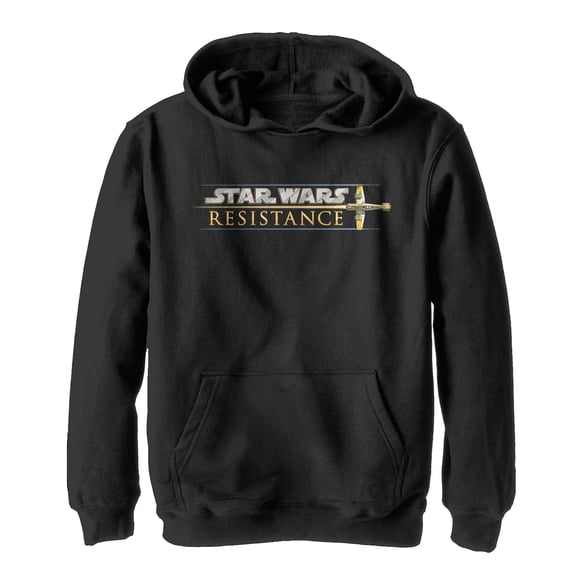 Boy's Star Wars Resistance Ship Logo Pull Over Hoodie Black Medium