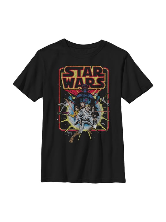 Boy's Star Wars Retro Explosion Graphic Tee Black Medium