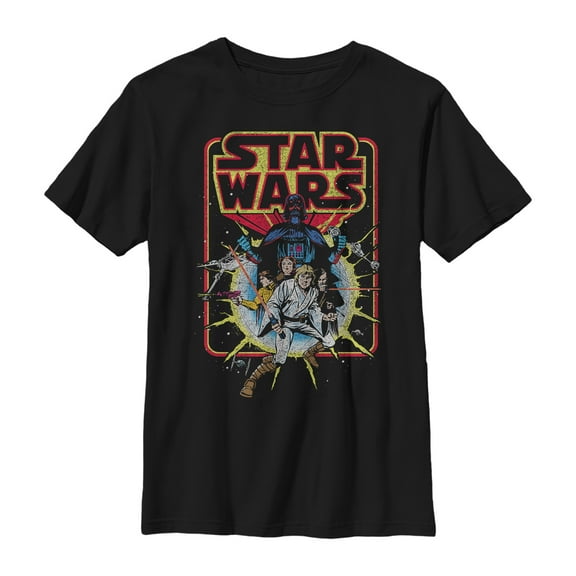 Boy's Star Wars Retro Explosion  Graphic Tee Black X Large