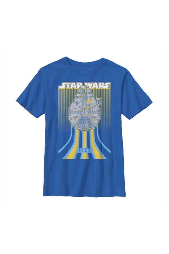 Boy's Star Wars Retro Falcon Speed Graphic Tee Royal Blue Small
