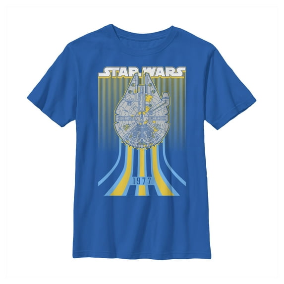 Boy's Star Wars Retro Falcon Speed Graphic Tee Royal Blue Small