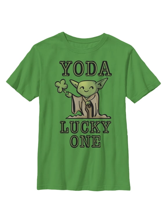 Boy's Star Wars St. Patrick's Day Cartoon Yoda Lucky One Graphic Tee Kelly Green Medium