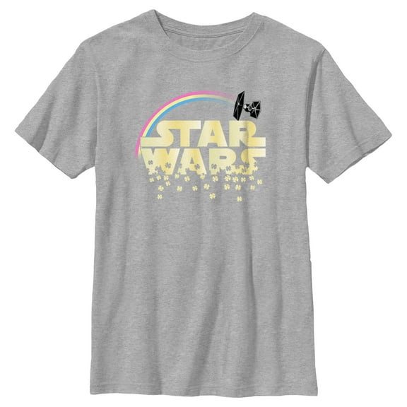 Boy's Star Wars St. Patrick's Day Classic Clover Logo Graphic Tee Athletic Heather X Large
