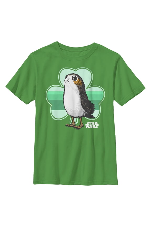 Boy's Star Wars St. Patrick's Day Porg and a Shamrock Graphic Tee Kelly Green Large