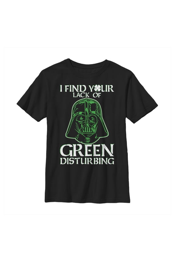 Boy's Star Wars St. Patrick's Day Vader Lack of Clover Graphic Tee Black Medium