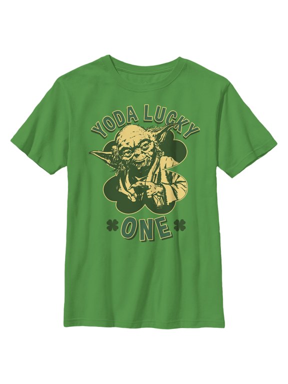 Boy's Star Wars St. Patrick's Day Yoda Lucky One Graphic Tee Kelly Green X Large
