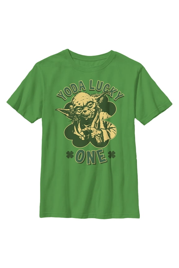 Boy's Star Wars St. Patrick's Day Yoda Lucky One Graphic Tee Kelly Green X Small