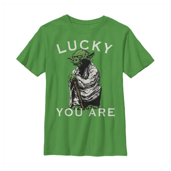 Boy's Star Wars St. Patrick's Day Yoda Lucky You Are Graphic Tee Kelly Green Large