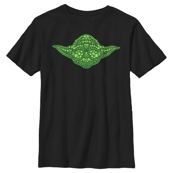 Boy's Star Wars St. Patrick's Yoda Clover Face  Graphic Tee Black Large