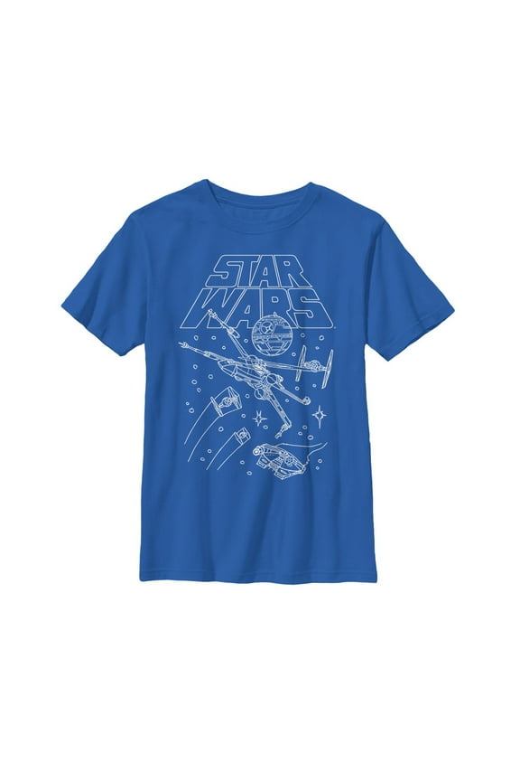 Boy's Star Wars Star Ship Meeting Graphic Tee Royal Blue Large