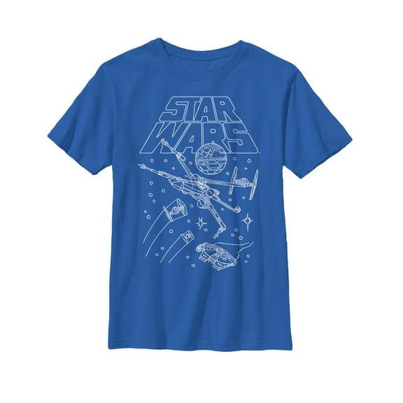 Boy's Star Wars Star Ship Meeting Graphic Tee Royal Blue Small
