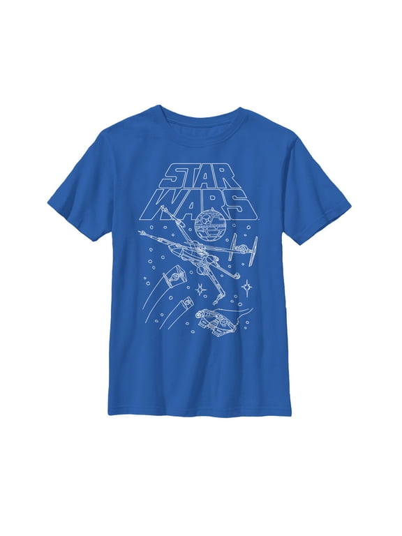 Boy's Star Wars Star Ship Meeting Graphic Tee Royal Blue Small
