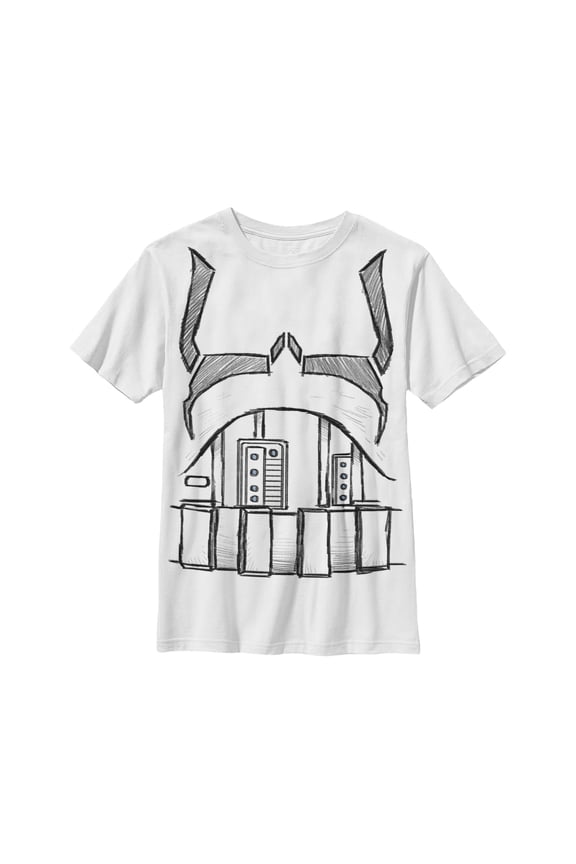 Boy's Star Wars Stormtrooper Cartoon Costume Graphic Tee White Medium