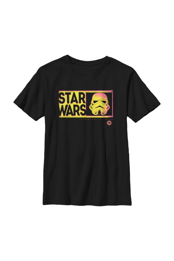 Boy's Star Wars Stormtrooper Helmet Frame Graphic Tee Black Medium