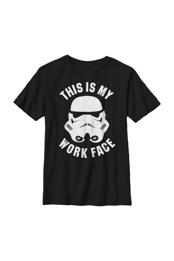 Boy's Star Wars Stormtrooper This is My Work Face Graphic Tee Black Large