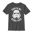 thumbnail image 1 of Boy's Star Wars Stormtrooper This is My Work Face  Graphic Tee Charcoal Heather X Large, 1 of 4