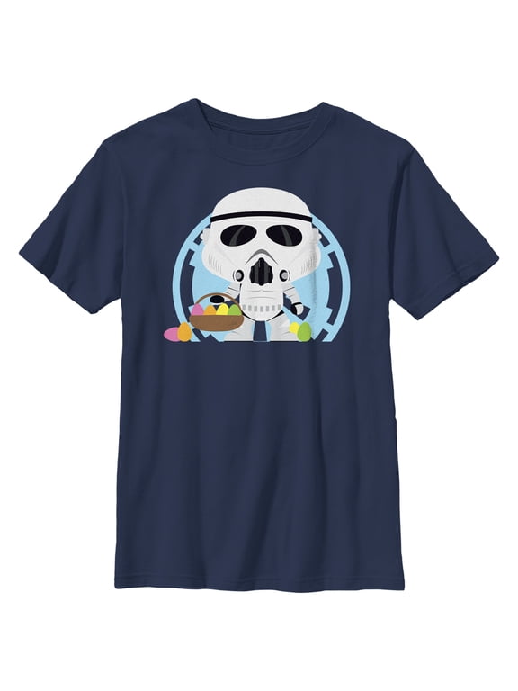 Boy's Star Wars Stormtroopers Are Ready To Hunt Eggs On Easter Graphic Tee Navy Blue Large