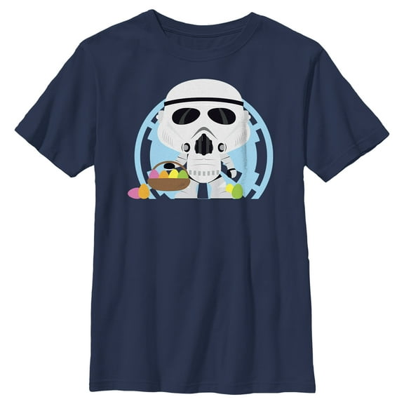 Boy's Star Wars Stormtroopers Are Ready To Hunt Eggs On Easter  Graphic Tee Navy Blue Medium