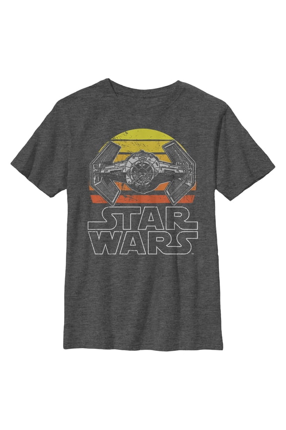Boy's Star Wars TIE Fighter Retro Graphic Tee Charcoal Heather Small