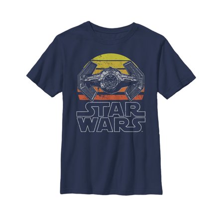 Boy's Star Wars TIE Fighter Retro Graphic Tee Navy Blue Small
