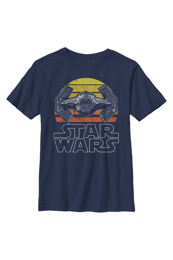 Boy's Star Wars TIE Fighter Retro Graphic Tee Navy Blue X Large