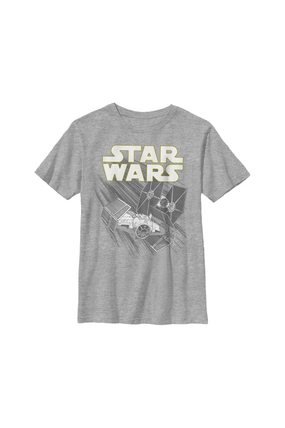 Boy's Star Wars TIE Fighter in Flight Graphic Tee Athletic Heather Small