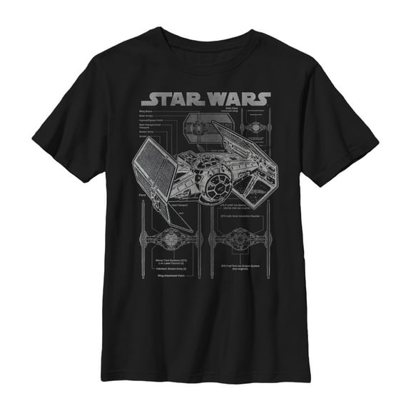 Boy's Star Wars TIE Fighterprint Graphic Tee Black Large