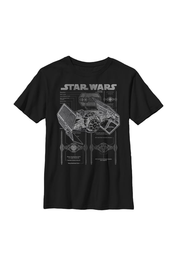 Boy's Star Wars TIE Fighterprint Graphic Tee Black Large