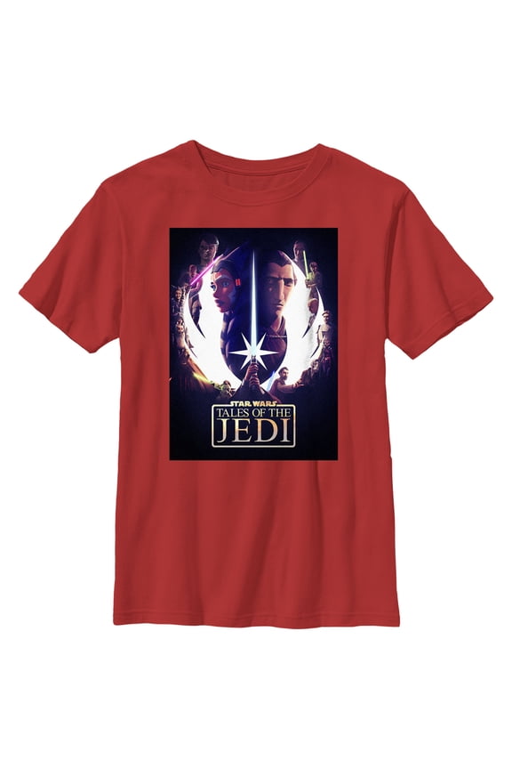 Boy's Star Wars: Tales of the Jedi Epic Poster Graphic Tee Red Large