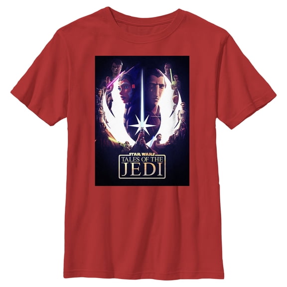 Boy's Star Wars: Tales of the Jedi Epic Poster Graphic Tee Red Medium