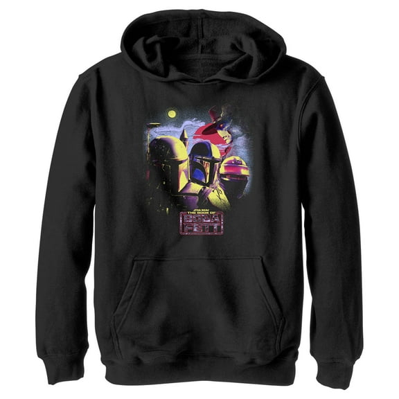Boy's Star Wars: The Book of Boba Fett Cad Bane vs Shand, Djarin, & Boba Fett  Pull Over Hoodie Black Medium