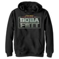 thumbnail image 1 of Boy's Star Wars: The Book of Boba Fett Distressed Logo  Pull Over Hoodie Black Medium, 1 of 4