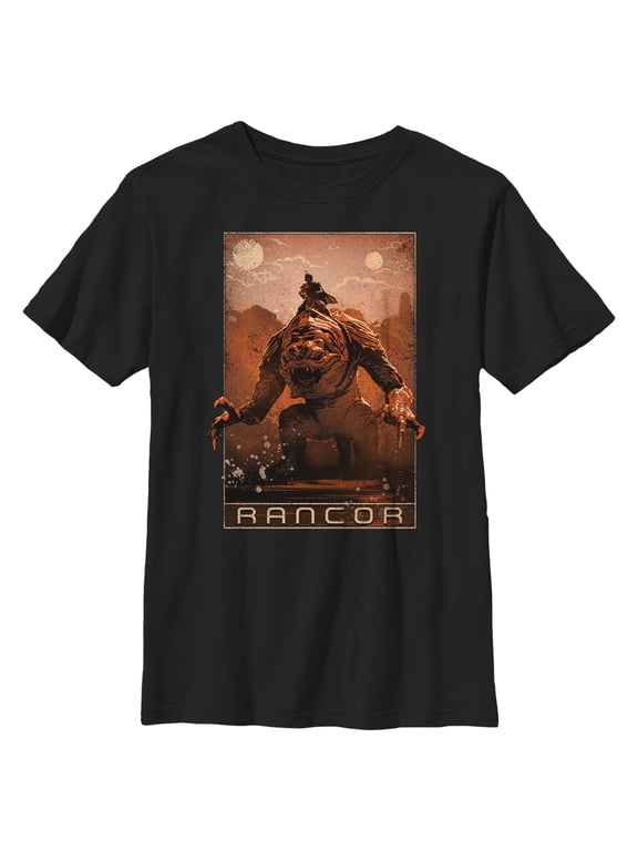 Boy's Star Wars: The Book of Boba Fett Rancor on the Loose Graphic Tee Black X Small