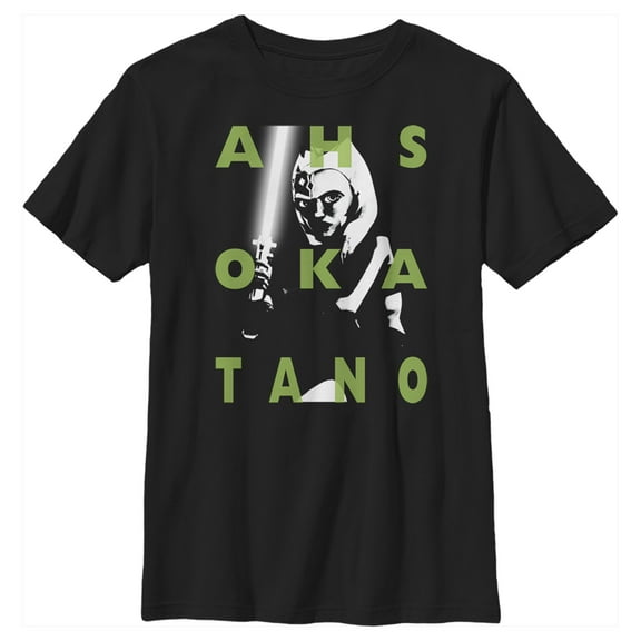 Boy's Star Wars: The Clone Wars Ahsoka Tano Text Overlay Graphic Tee Black Medium