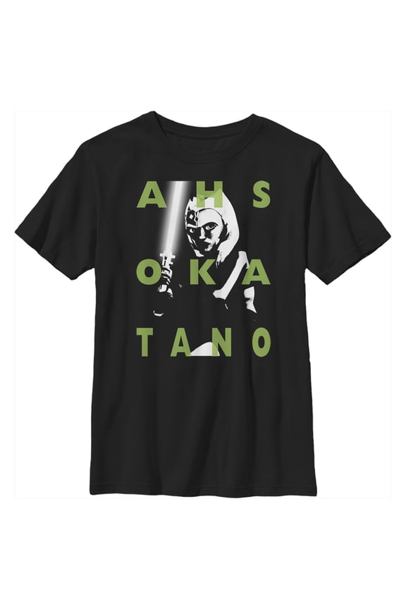 Boy's Star Wars: The Clone Wars Ahsoka Tano Text Overlay  Graphic Tee Black X Large