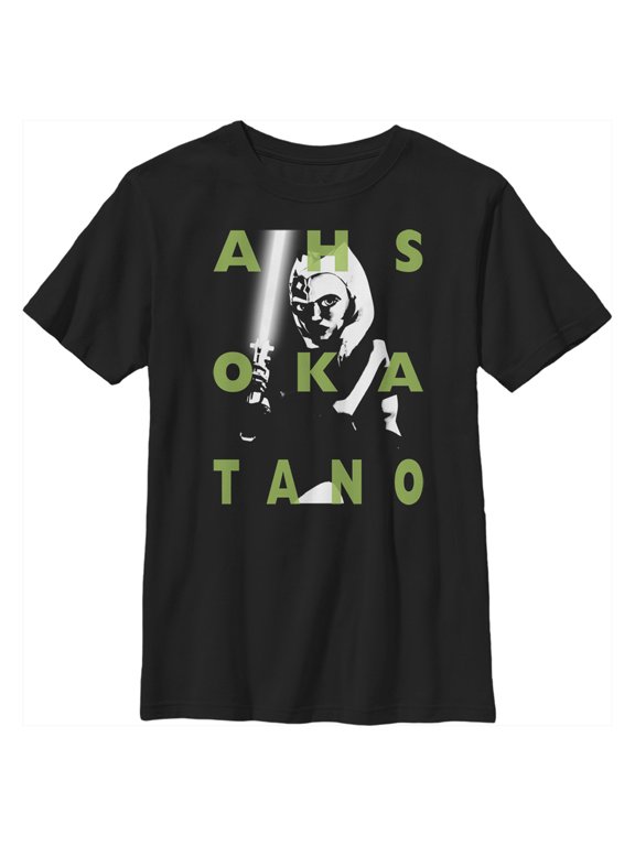 Boy's Star Wars: The Clone Wars Ahsoka Tano Text Overlay Graphic Tee Black X Large