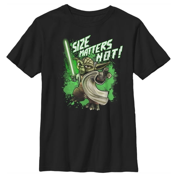 Boy's Star Wars: The Clone Wars Clone Wars Yoda Size Matters Not Graphic Tee Black Medium