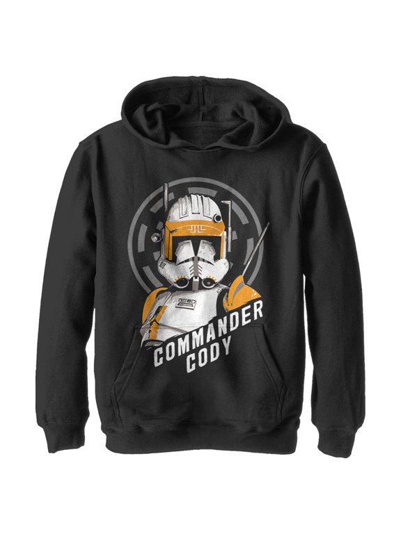 Boy's Star Wars: The Clone Wars Commander Cody Bust Logo Pull Over Hoodie Black Small
