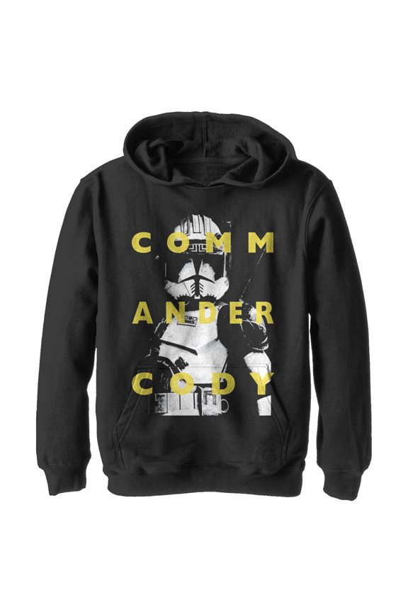 Boy's Star Wars: The Clone Wars Commander Cody Text Overlay Pull Over Hoodie Black Small