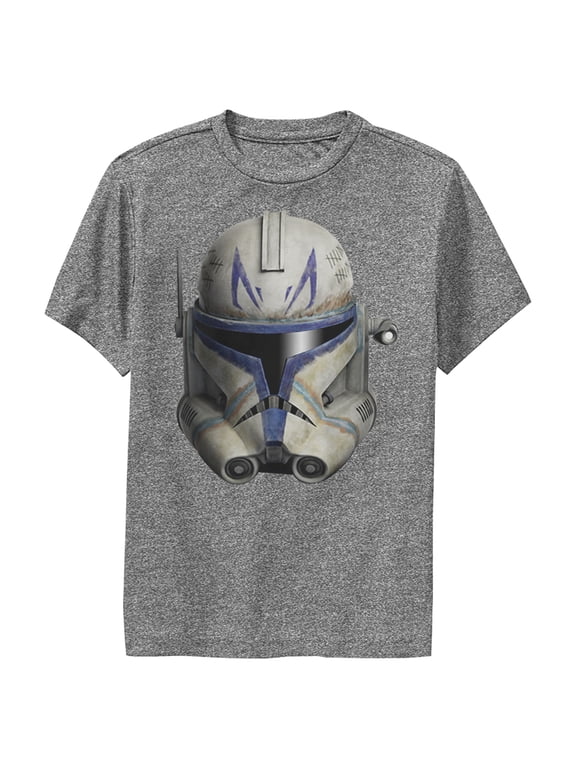 Boy's Star Wars: The Clone Wars Commander Rex Big Face Performance Graphic Tee Charcoal Heather Medium