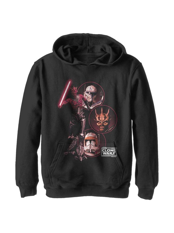 Boy's Star Wars: The Clone Wars Dark Side Group Shot Pull Over Hoodie Black Small