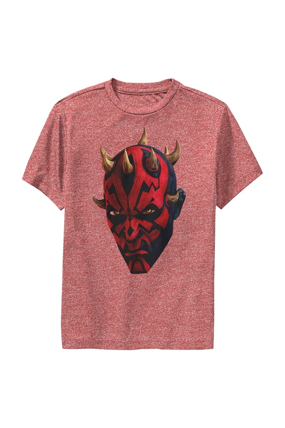 Boy's Star Wars: The Clone Wars Darth Maul Big Face  Performance Graphic Tee Red Heather Large