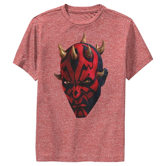 Boy's Star Wars: The Clone Wars Darth Maul Big Face Performance Graphic Tee Red Heather Small