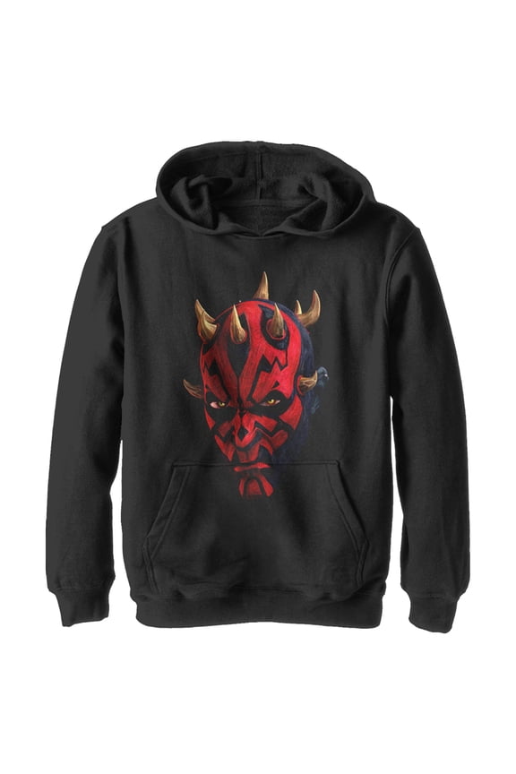 Boy's Star Wars: The Clone Wars Darth Maul Big Face Pull Over Hoodie Black Medium