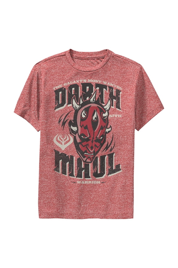 Boy's Star Wars: The Clone Wars Darth Maul The Galaxy's Most Wanted Performance Graphic Tee Red Heather Medium