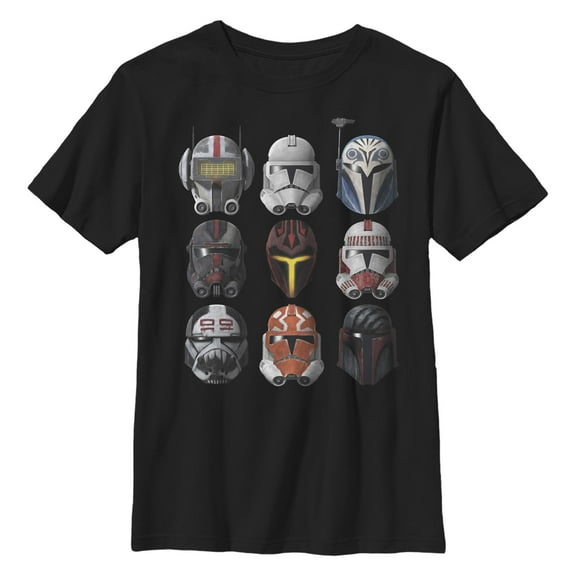 Boys' Husky Star Wars: The Clone Wars Helmet Choice  Graphic Tee Black Large