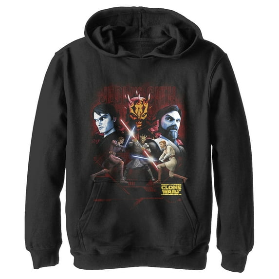 Boy's Star Wars: The Clone Wars Jedi Vs. Sith Pull Over Hoodie Black X Large