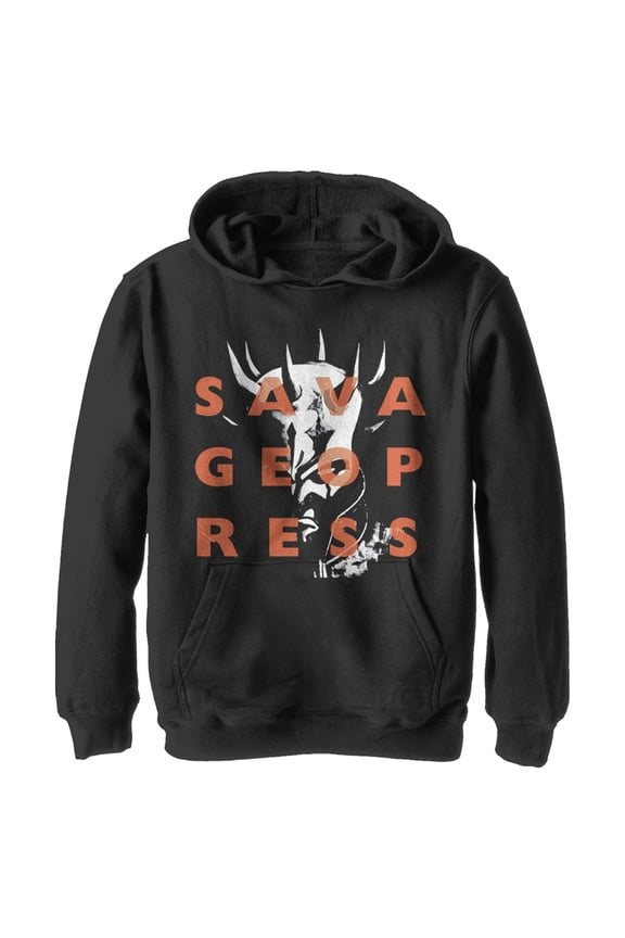 Boy's Star Wars: The Clone Wars Savage Opress Text Overlay Pull Over Hoodie Black Medium