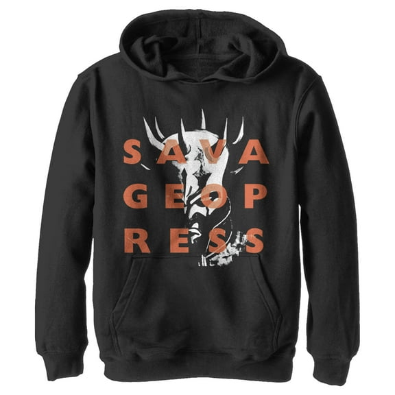 Boy's Star Wars: The Clone Wars Savage Opress Text Overlay  Pull Over Hoodie Black X Large